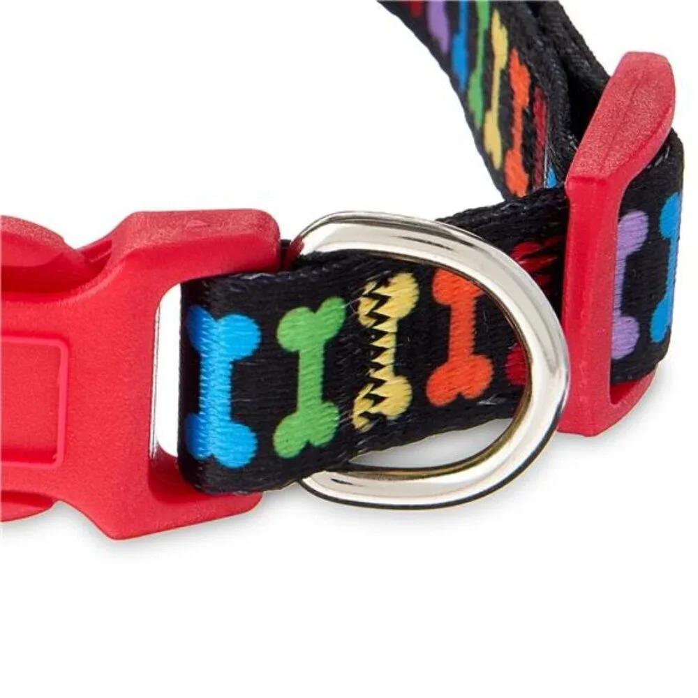 Bone Print Fashion Dog Collar, Multicolored, Medium
